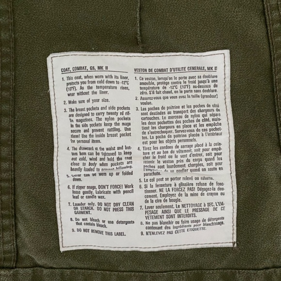 *SOLD* 1990 Canadian OG107 Mark II GS Heavyweight Combat Coat Sz xSmall - Picture 6 of 7